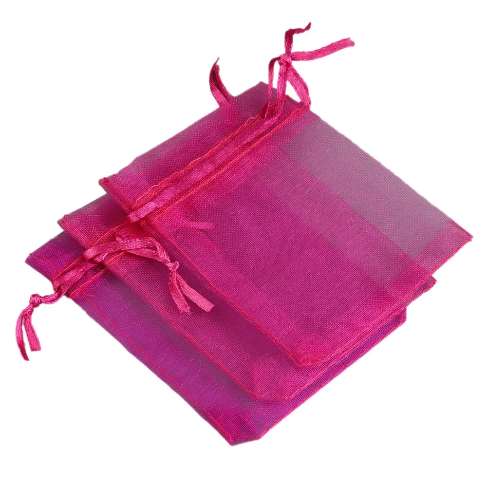 50/100pcs/lot Organza Gift Bag For Jewelry 24 Colors Drawstring Pouches For Wedding Christmas Candy Gift Bags Jewelry Packing