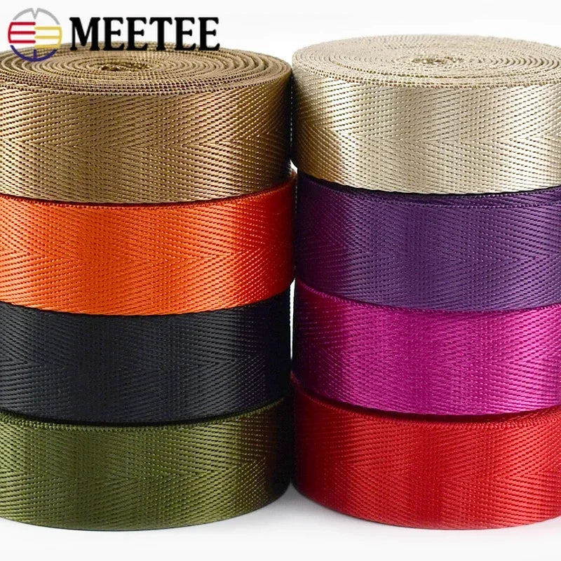 5/10M 1mm 20-38mm Nylon Ribbon Band Herringbone Pattern Webbing Tape Belt Backpack Strap DIY Bag Binding Fabric Sewing Access