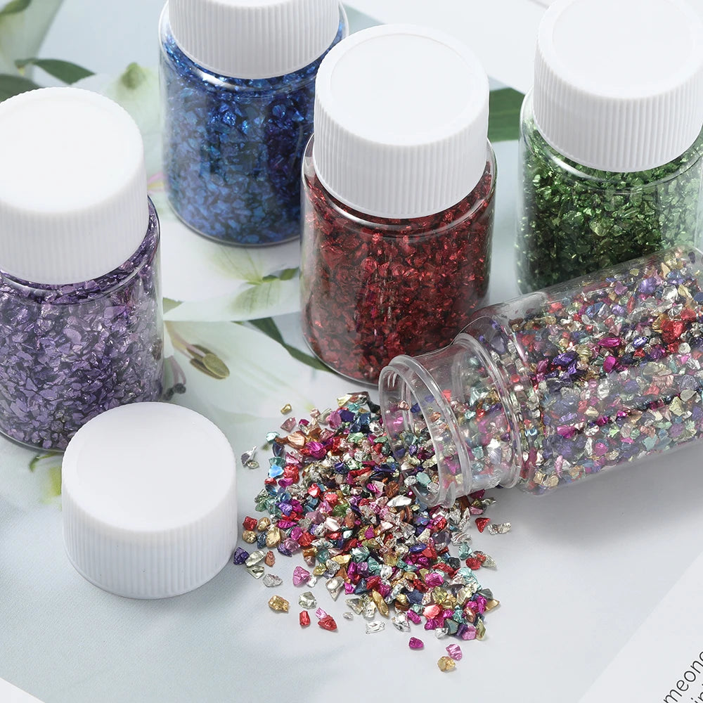 30g/Bottle Glass Crushed Stones Resin Fillings for DIY Epoxy Resin Mold Irregular Crystal Nail Art Decoration Jewelry Making
