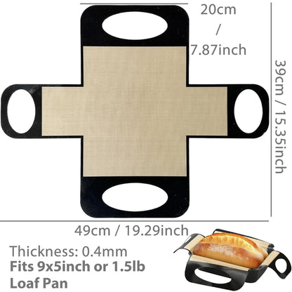Silicone Bread Loaf Pan Liners, Reusable Nonstick Long Tab Handles Bread Pan Baking Mats, for 9x5inch Bread Pans, Heat Resist
