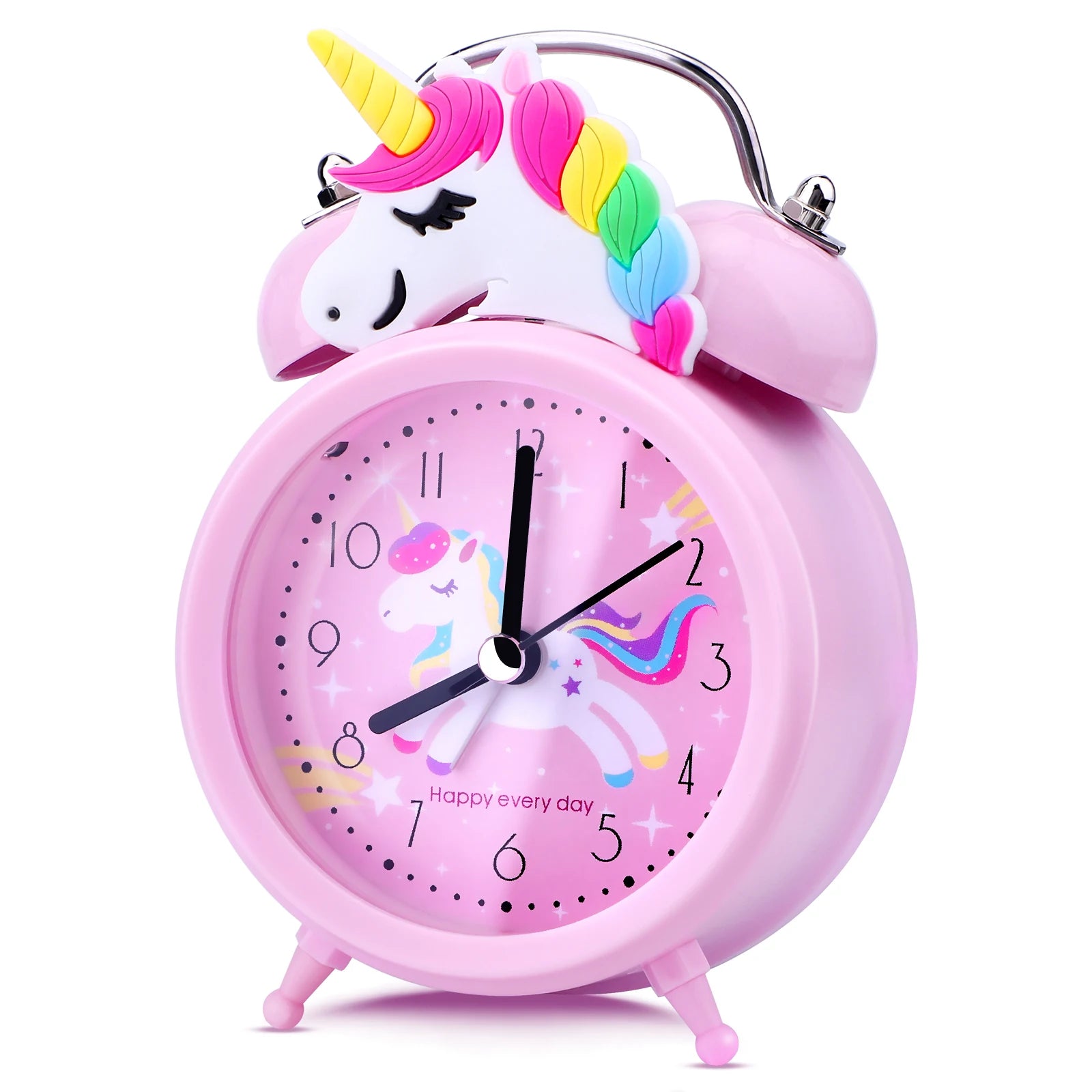 Pink Unicorn Kids Alarm Clock Double Bell Clock with Backlight Cute Desk Clock Home Decoration Будильник Kid Gifts Reveil Enf