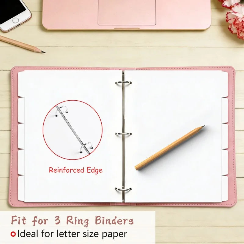 20pcs Binder Dividers with Tabs for 3 Ring Binder, White Index Dividers, Blank Writable Tabs, for School, Office & Home