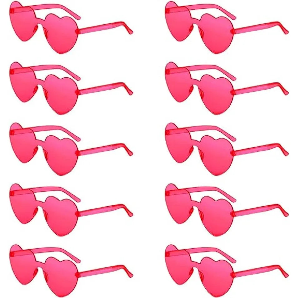 10 pcs Heart-Shaped Glasses Party Favors, Plastic Novelty Eyewear, for Weddings, Birthdays, Anniversaries, Bachelor Parties -