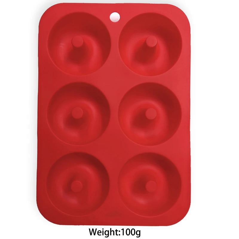 Heat Resistant Silicone Donut Mold for 6 Doughnuts Food Grade Silicone Bagels Pan for Baking Non Stick Mini Cupcake Mould - R