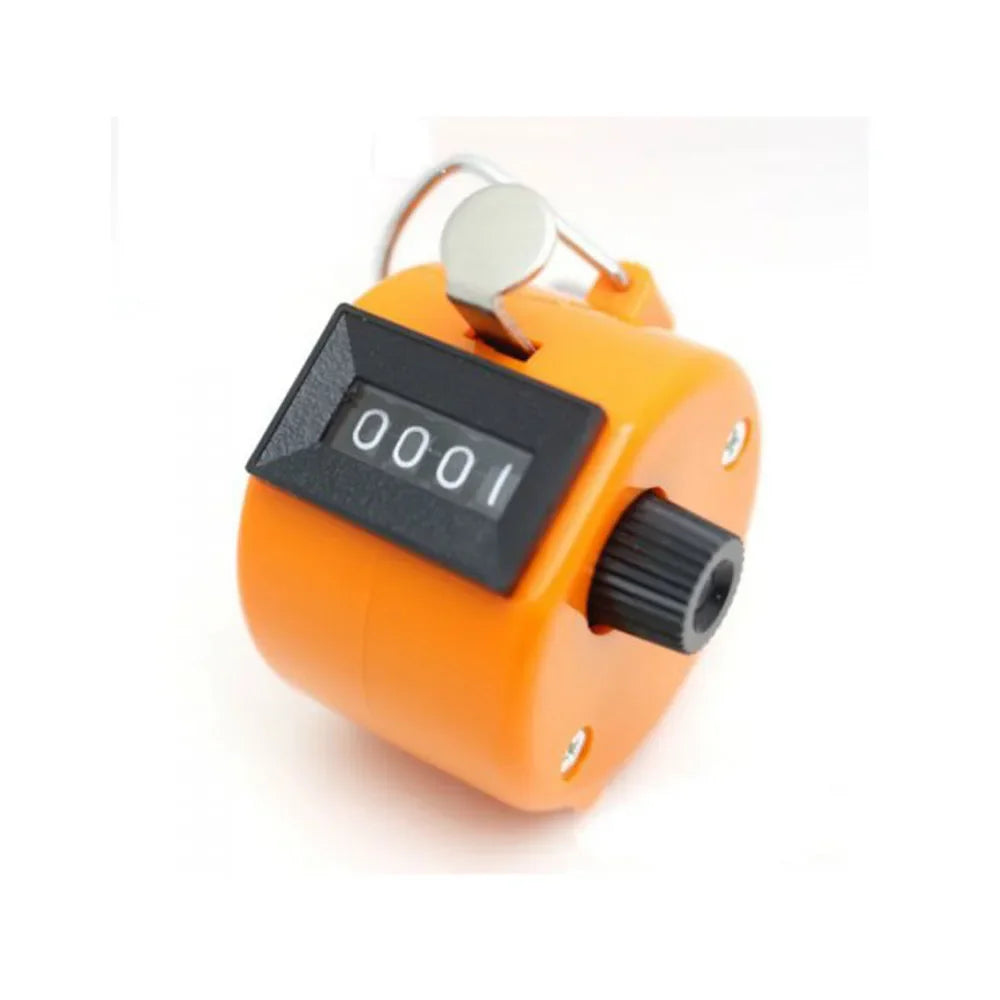 4 Digit Counters Hand Finger Display Manual Counting Tally Clicker Timer Soccer Golf Counter Plastic Shell - Orange