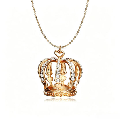 Elegant Crown Pendant Necklace Large Clavicle Chain Sweater Chain Fashion Jewelry Accessory Multiple Colors for Women Girls G