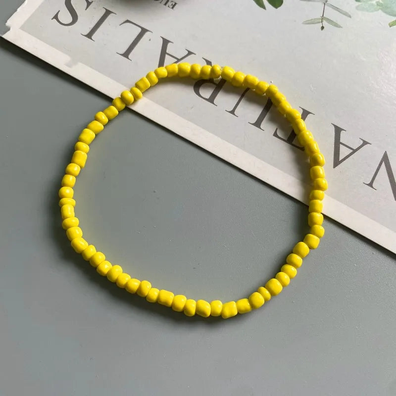 Anklet for Women Colorful Fashion Girl Tiny Seed Beads Foot Bracelet Yellow Pink Blue Color Summer Bohemian Anklet Gift Jewel