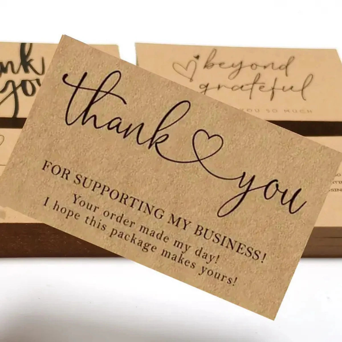 50pcs Natural Kraft Paper Thank You Cards for Small Business Appreciation Enterprise Thank You For Your Order Card Greeting C