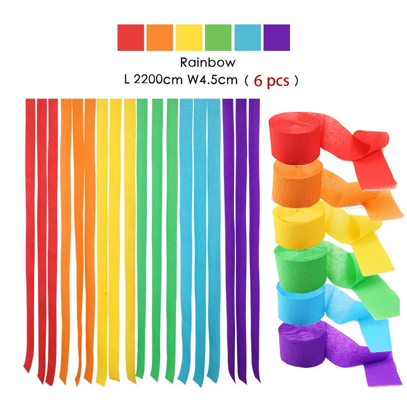 3pcs/set Rainbow Crepe Paper Streamers for Wedding Birthday Party Backdrop Decoration Colorful Paper Crepe Garland Ribbon Dec