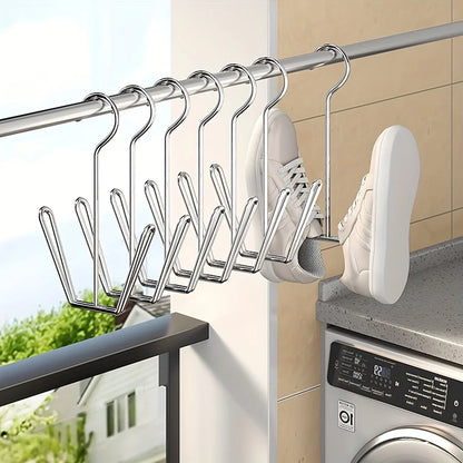 2pcs ​Stainless Steel Shoe Rack Hanging Drying Rack Bathroom Organizer Space Saving Multi-Functional for Entryway Balcony