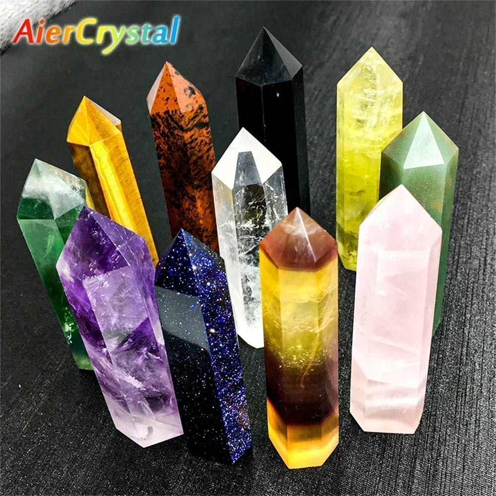 Natural Stone and Crystals Point Wand Witchcraft Rose Quartz Amethyst Home Decor Mineral Reiki Healing Stones Crafts Room Dec