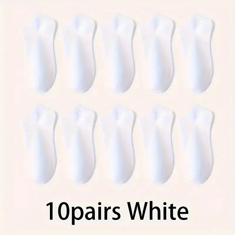 5/10-Pack Unisex Comfort-Fit Ankle Socks For All, Breathable & Lightweight - Ideal For Sports & Daily Wear - 10pairs White