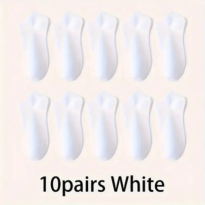 5/10-Pack Unisex Comfort-Fit Ankle Socks For All, Breathable & Lightweight - Ideal For Sports & Daily Wear - 10pairs White