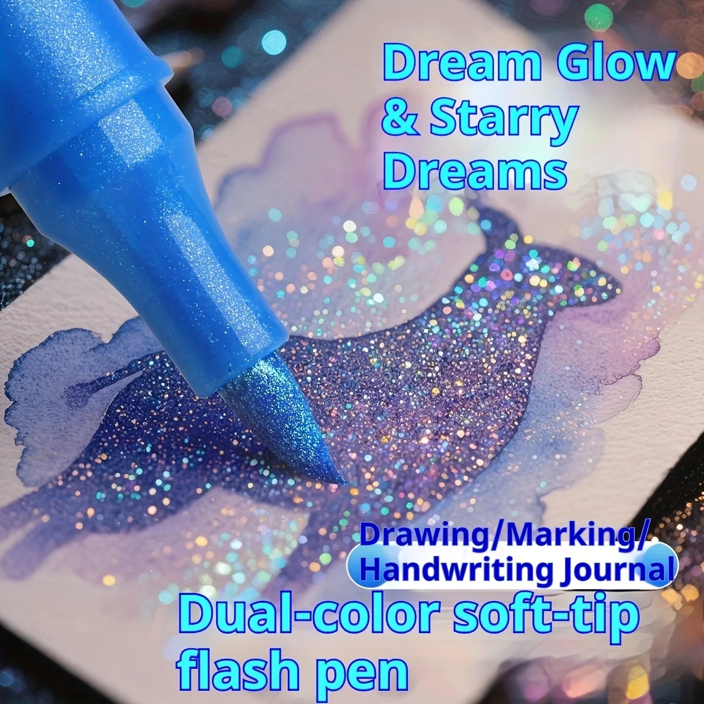 24 Colors Colorful Double-Ended Glitter Pens with Fast-Drying Glue-Like Ink - Fine Tip Tip-To-Base for Scrapbooking, Card Mak