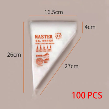 100 PCS Thick Disposable Pastry Bags DIY Cake Cream Decoration Piping Bag Icing Bag Baking Supplies Pastry Sleeves - S