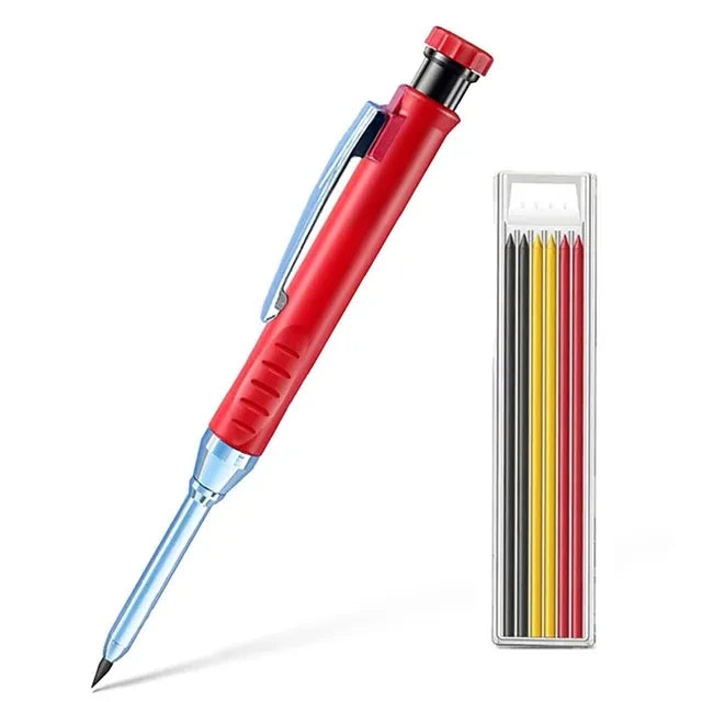 2pcs/set 2.8mm Carpenter Mechanical Pencil with Sharpener for Woodworking Construction Long Head Carpenter Pencil Stationery 