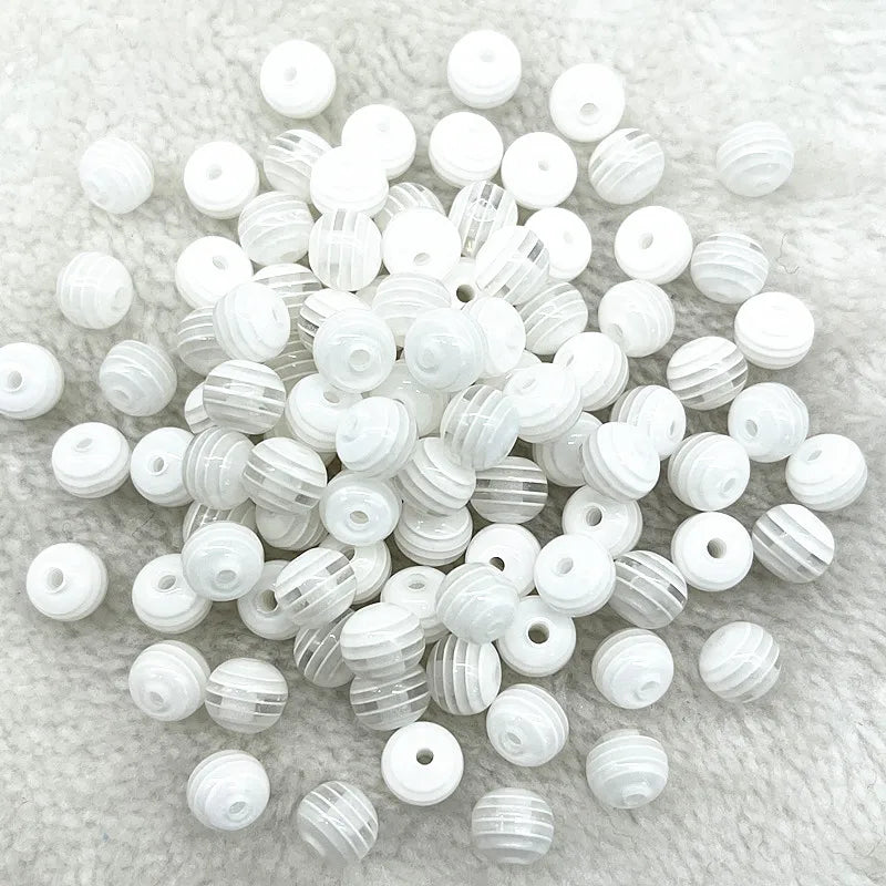 6mm 8mm Round Transparency Resin Beads Stripe Spacer Beads for Jewelry Making Children Handcraft Department DIY Accessories -