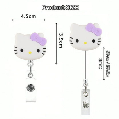 Kawaii Gift Kitty Cat Retractable Badge Reel Sparkling card holder accessories With Keychain For Women Student office supplie