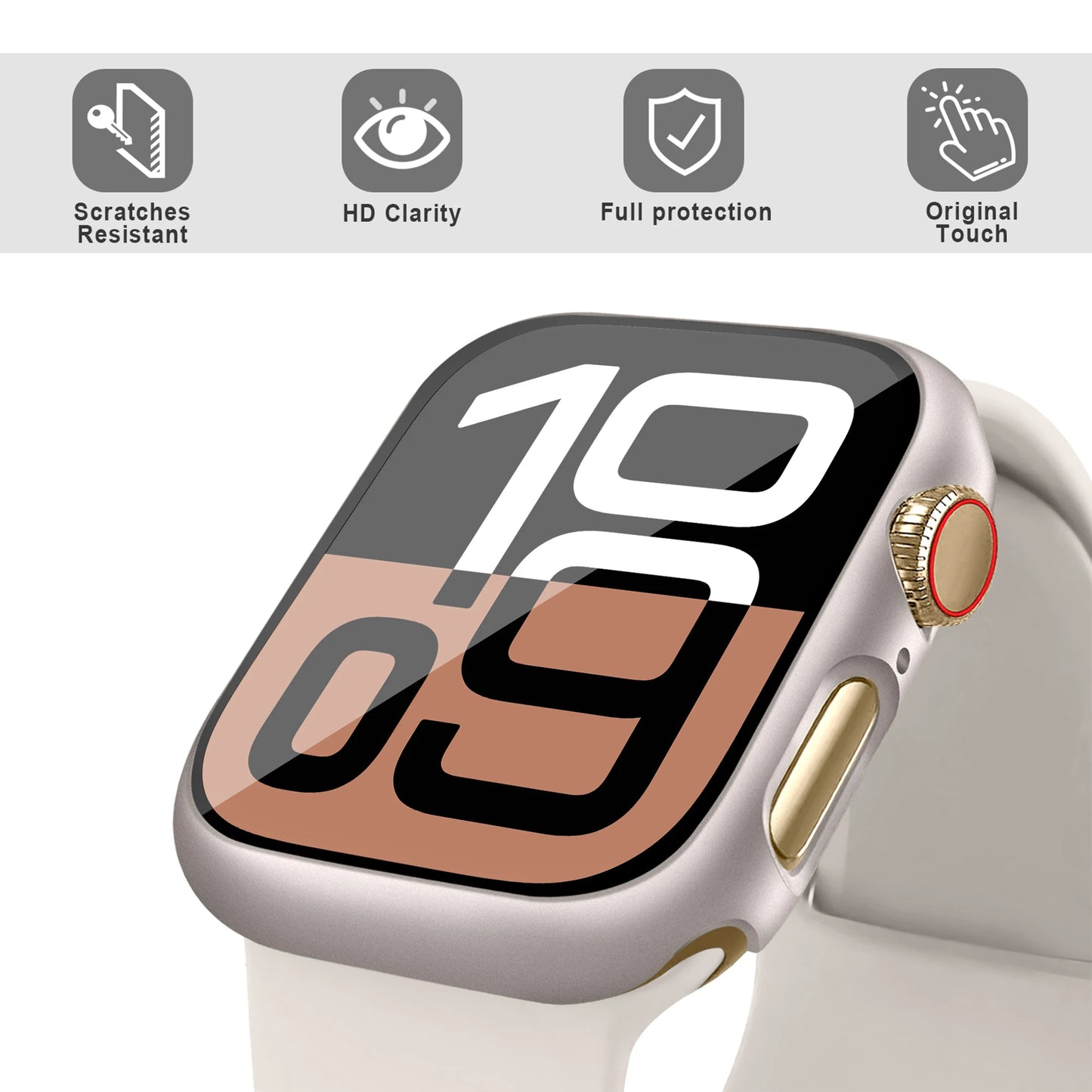 Glass+Cover For Apple Watch case 46mm 44mm 40mm 45mm 41mm 42mm 38mm Screen Protector iwatch series 10 9 8 7 6 5 3 SE Accessor
