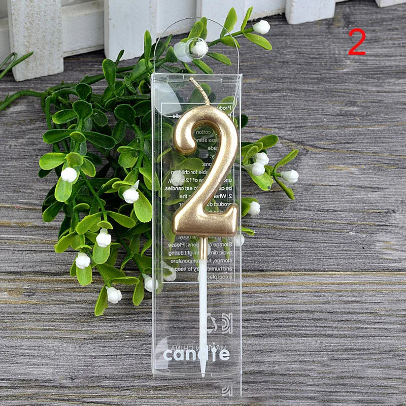1Pcs Gold Happy Birthday Number Cake Candles 0 1 2 3 4 5 6 7 8 9 Cake Topper Kids Girls Boys Bar Baby Party Supplies Decorati