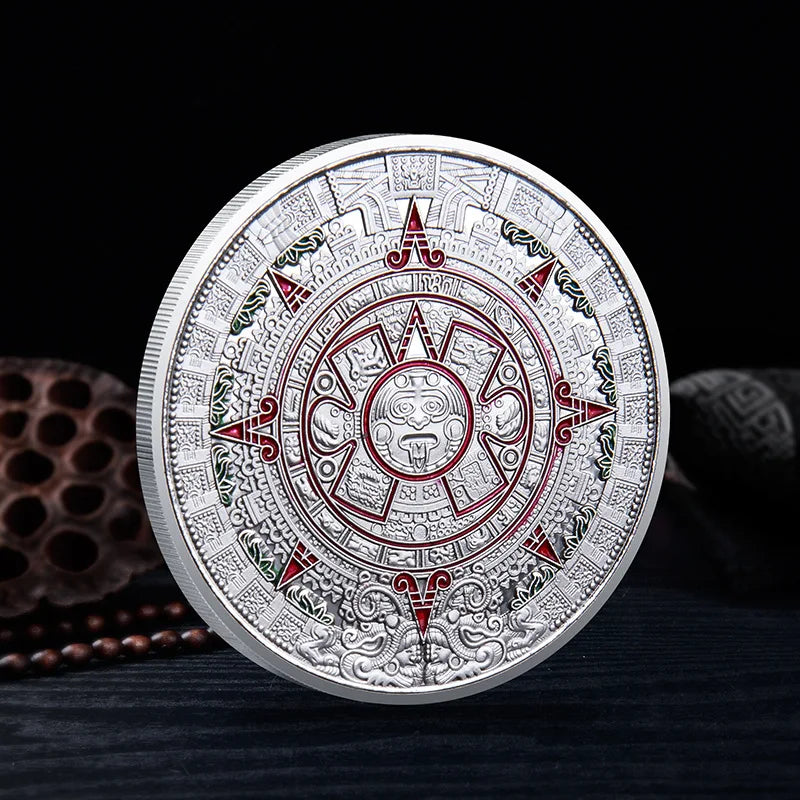 Souvenir Coin Mexico Mayan Aztec Calendar Art Prophecy Culture Gold Coins Collectibles
