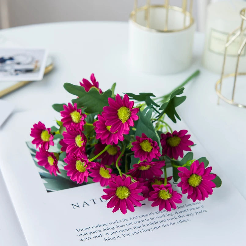 21 Heads Artificial Flower Autumn Silk Daisy Bouquet Decor Vase Home Wedding Decor Household Products Holiday Party DIY Gift 