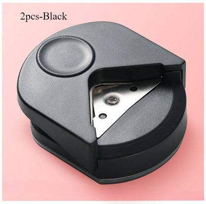 circle cutter button maker Corner round machine corner punching portable paper cutter card photo cutting - 2pcs-Black