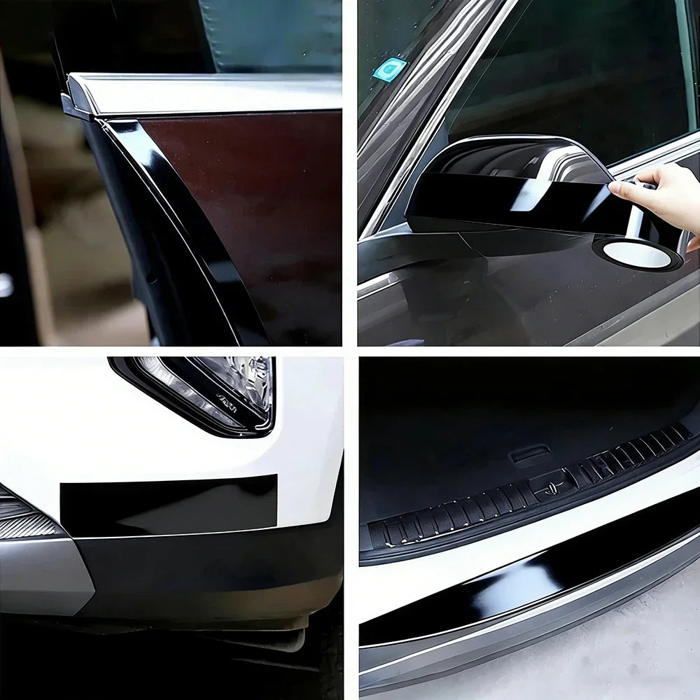 Car Stickers 3/5/7/10 cm Glossy Black Vinyl Wrap Stripe Adhesive Window Trim Film For Pillar Hood Roof Door