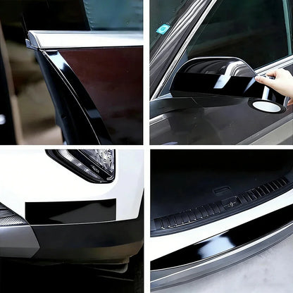 Car Stickers 3/5/7/10 cm Glossy Black Vinyl Wrap Stripe Adhesive Window Trim Film For Pillar Hood Roof Door