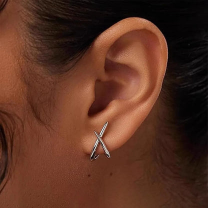 LATS Trendy Gold Color Cross Stud Earrings for Women Dainty Simple Minimalist Earring Fashion Jewelry Party Gifts