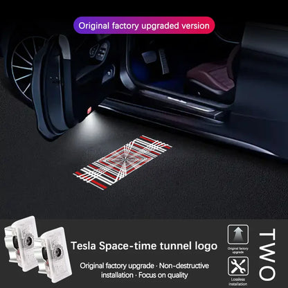 For Tesla Model 3 Model S Model X Model Y LED Logo Projector Puddle Light Ultra-Bright Welcome Light 3D Laser Ghost Shadow Li