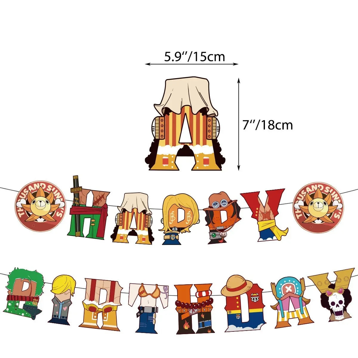 ONE PIECE Birthday Party Supplies Balloons Flags Cake Decorations for Kids Cartoon Theme