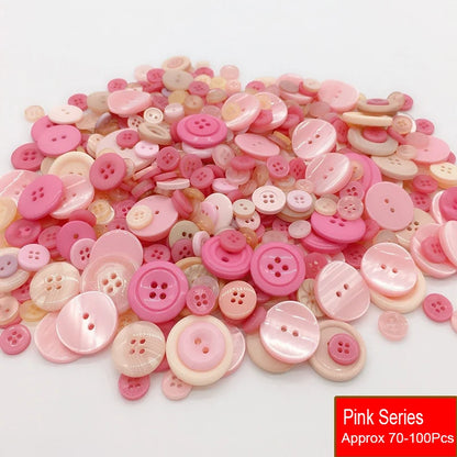 50g/Pack Mix Size Mix color Resin Button 1-3cm Sewing Buttons For Scrapbook Crafts DIY Handmade Sewing Accessories - Pink Ser