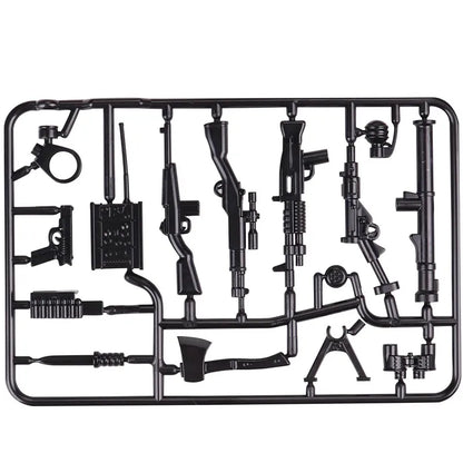 Military MG-34 Machine Gun Army WW2 Mini Action Figure Accessories Pack MOC Parts Building Block Bricks Toy - WHITE