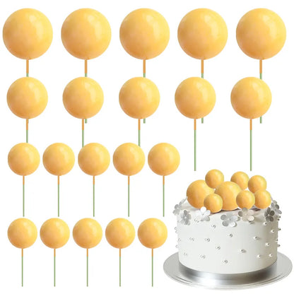 20Pcs Colorful Balls Cake Topper Mini Balloons Cupcake Insert Sticks for Wedding Birthday Party Cake DIY Decoration Baby Show