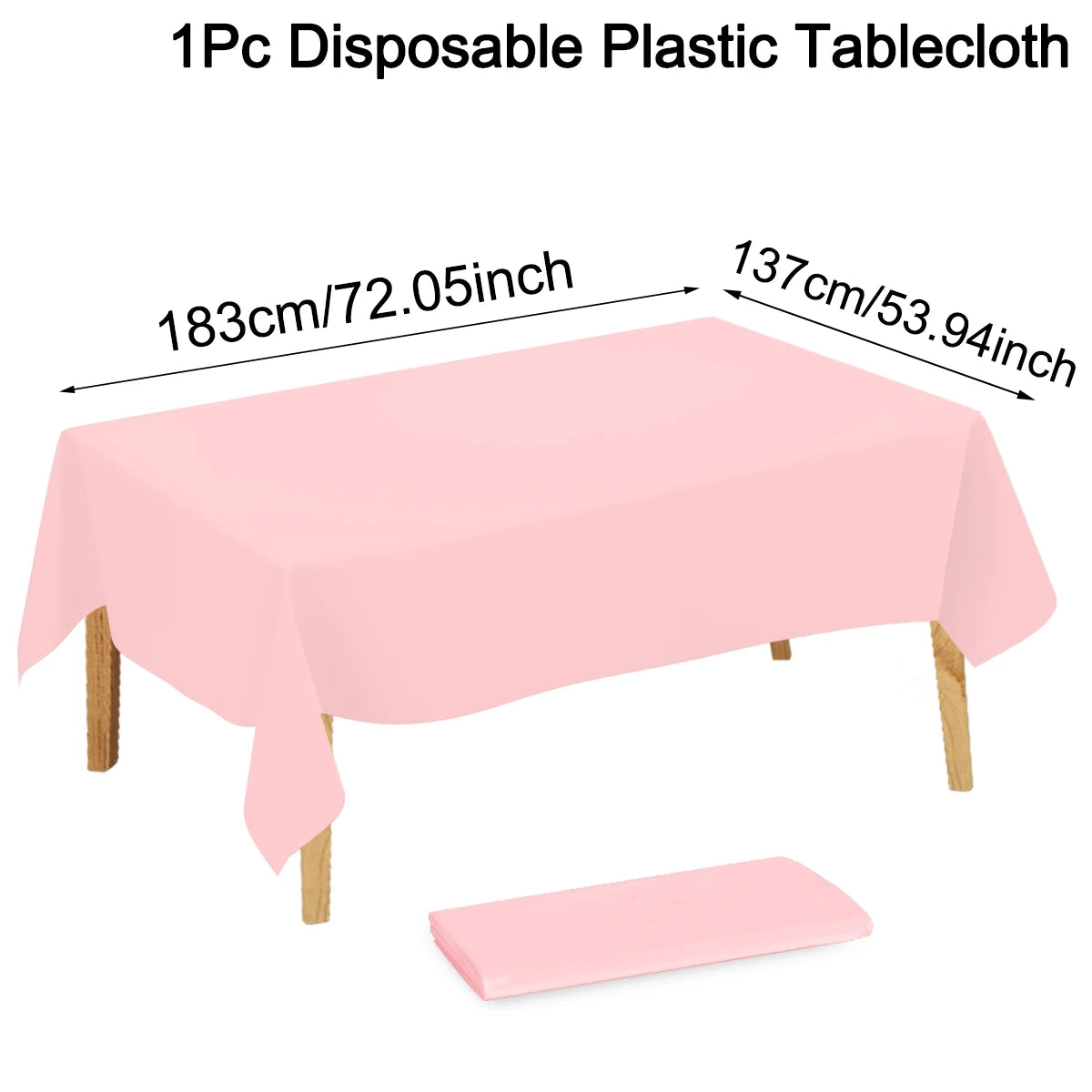 183×137cm Solid Pink Tablecovers Plastic Tablecloth for Wedding Decoration Girls Adult Birthday Party Supplies Table Decor - 