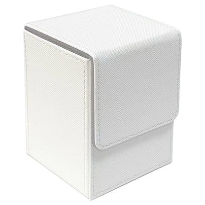 Card Fit For 100+Single Sleeved Cards , Leather Trading Commander Deck Box Compatible With Card Deck,Game Card Box - white