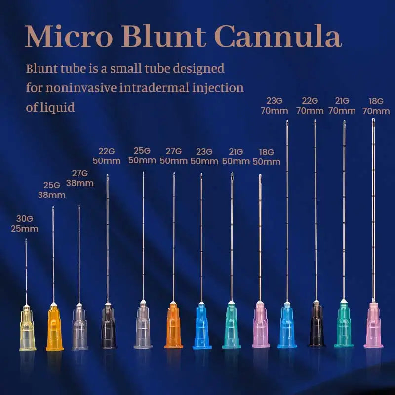 50pcs Disposable Blunt Tip Cannula Needle For Filler Injection 18G 21G 22G 23G 25G 27G 30G Uric Acid Facial Filling Nose 1 bo