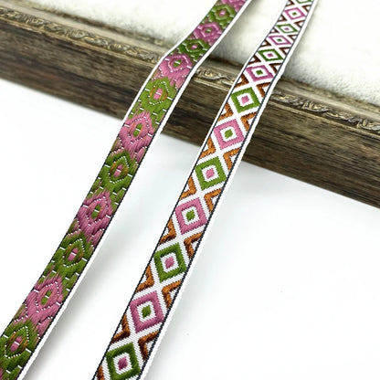 2 yards/lot 13mm Vintage Ethnic Embroidery Ribbon Lace Trim DIY Clothes Bag Accessories Embroidered Fabric - 18