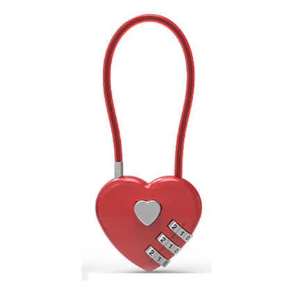 Love Lock Wedding Lock Heart Love Combination Lock School Bag Backpack Trolley Box Concentric Lock Color Zinc Alloy - Red