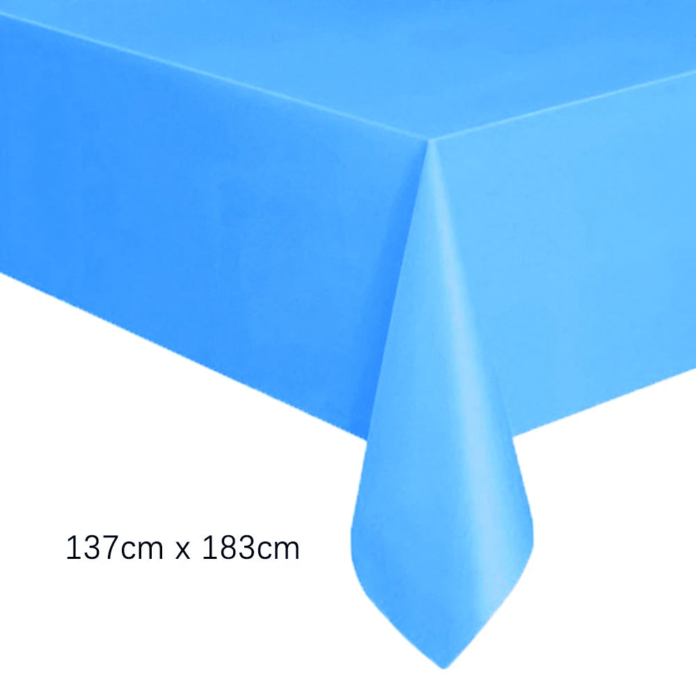 Disposable Tablecloth White Pink Table Cover Plastic Rectangle Desk Cloth for Birthday Wedding Party Table Decor Xmas - 1pc I