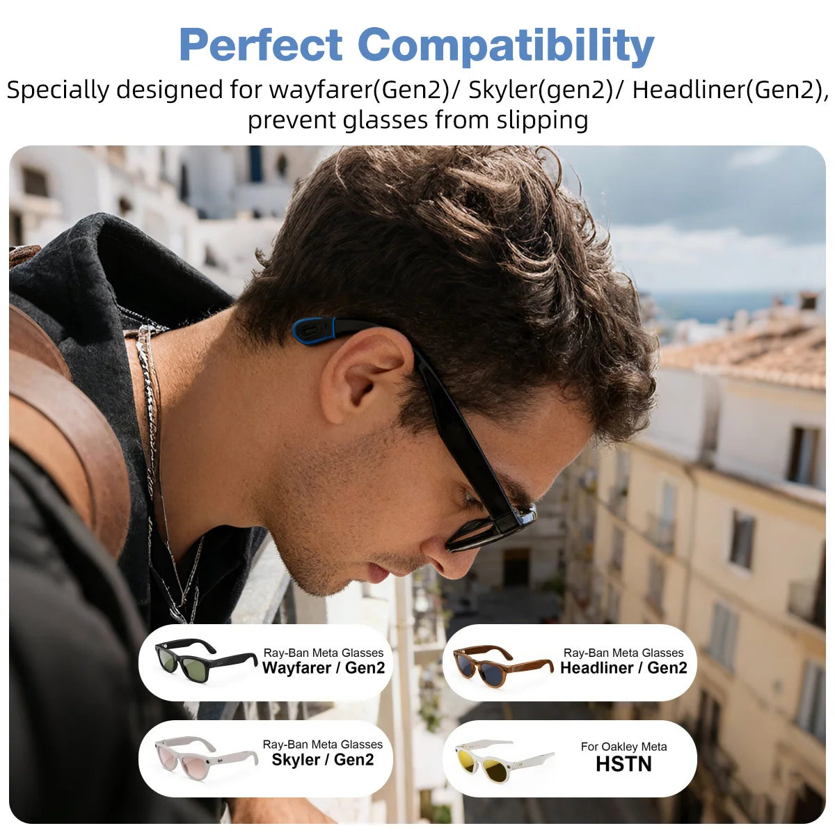 Eyeglass Ear Grip for Ray-Ban Meta Wayfarer/Skyler/Headliner Gen 2 Smart Glasses Accessories Anti-Slip Silicone Ear Grippers