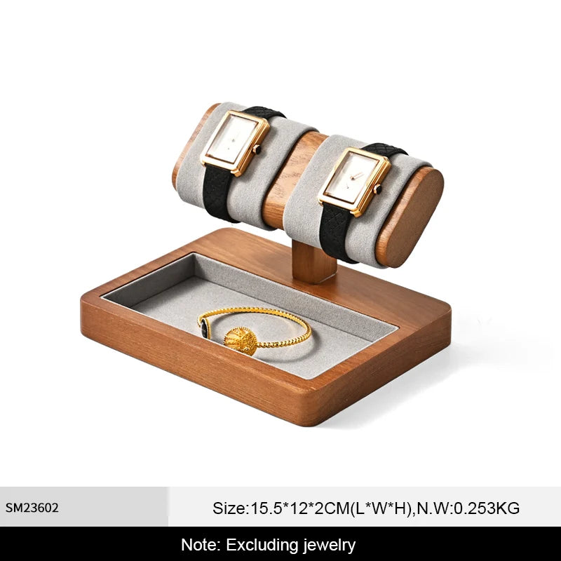 WoodTen Solid Wood Watches Display Stands Base Watch Necklace Bracelet Organizer Rack Bangle Scrunchie Headband Showcase Stan