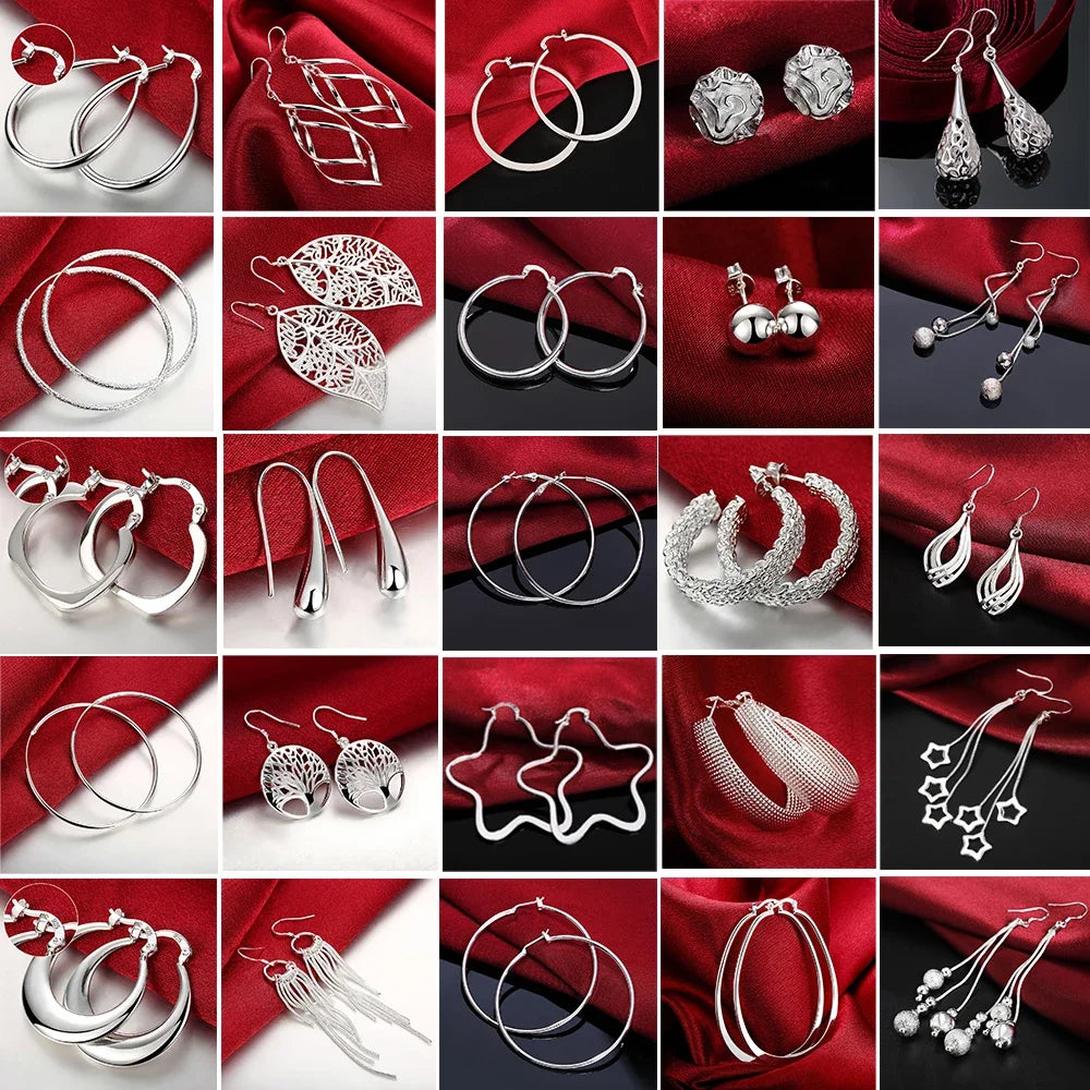 925 Sterling Silver Earrings Simple Round Circle Hoop Earrings For Woman Fashion Wedding Engagement Charm Jewelry
