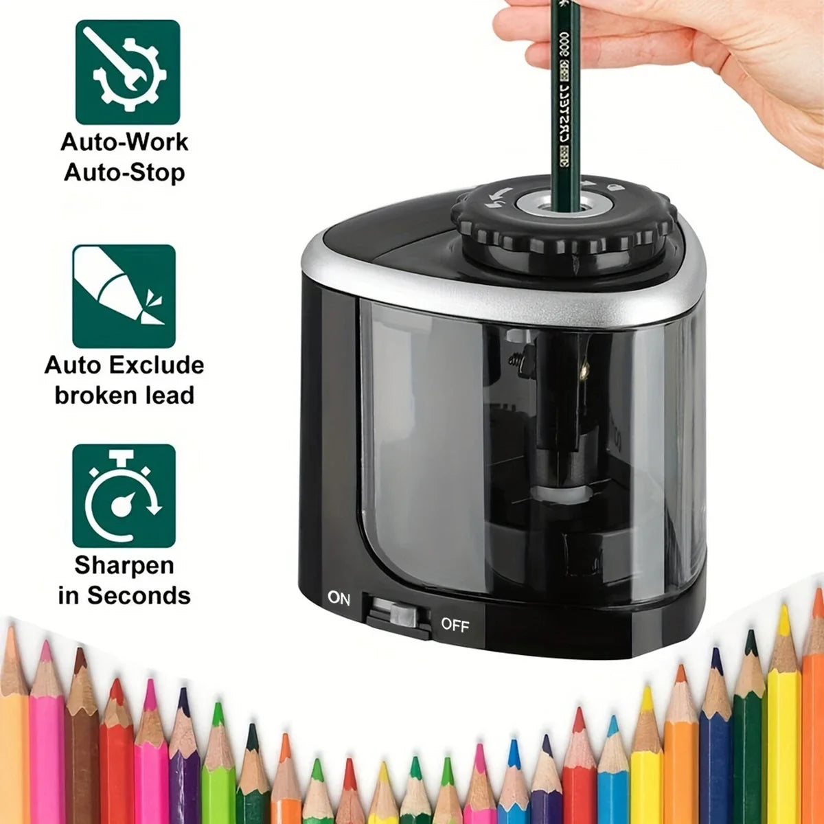 Electric Sharpener Assembly Desktop Automatic Pencil Sharpener Suitable To Pencils (6-8mm) for Students School Office Station