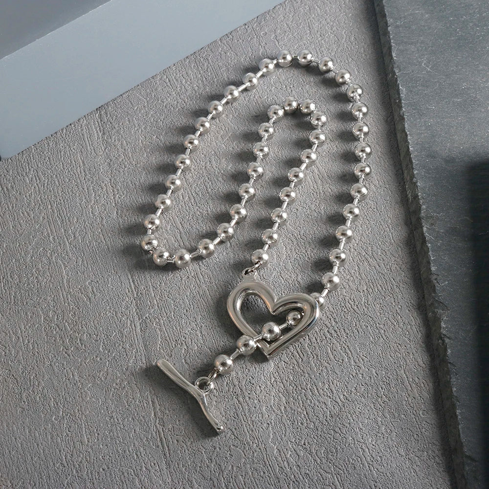 Stainless Steel Vintage Textured Delicate Necklace
