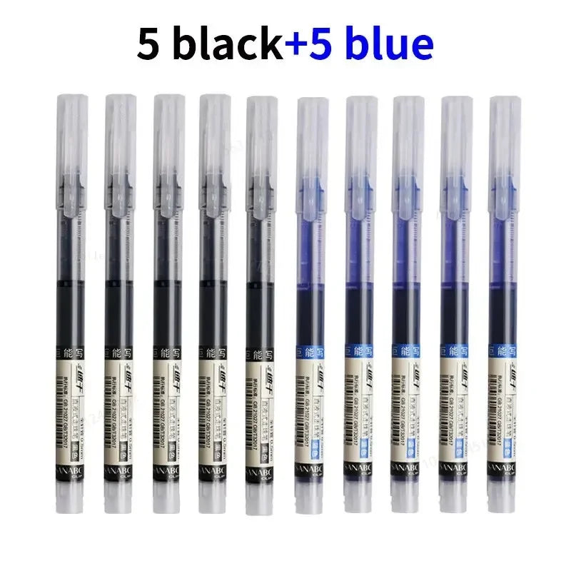 3-102Pcs/set Needle Type Gel Pens Straight Liquid Ballpoint Pen Kawaii Stationery School Office Supplies Writing - 5black 5bl