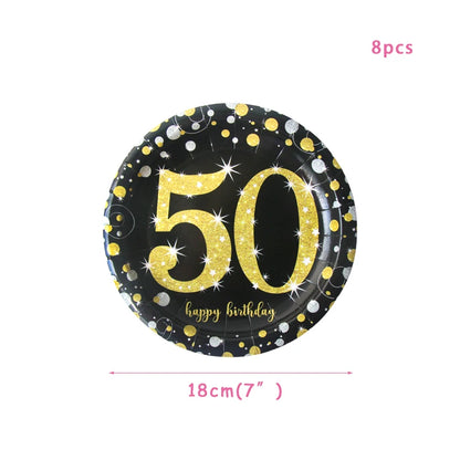 30th 40th 50th 60th birthday decorations Number Balloons Birthday Hanging Banner Flags for Adult 30th Anniversary Supplies - 