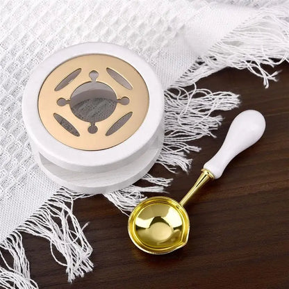 1/2/3pcs Wax Seal Set Wood Wax Melting Lacquer Furnace With /Spoon/Handle Wax Bead Melting Heater Wax Pot Heater For Stamp Cr