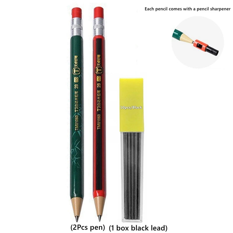 2.0 mm Mechanical Pencils Set 2B Automatic Student Pencils with Sharpener Color Pencil Leads School Pens Kawaii Cute Statione